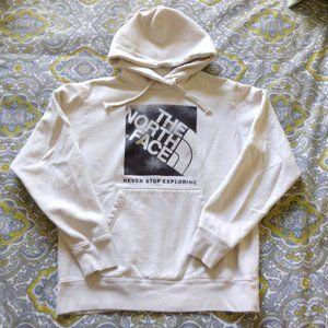 Men's medium North Face cream colored sweatshirt with hood (AKA Hoodie)
